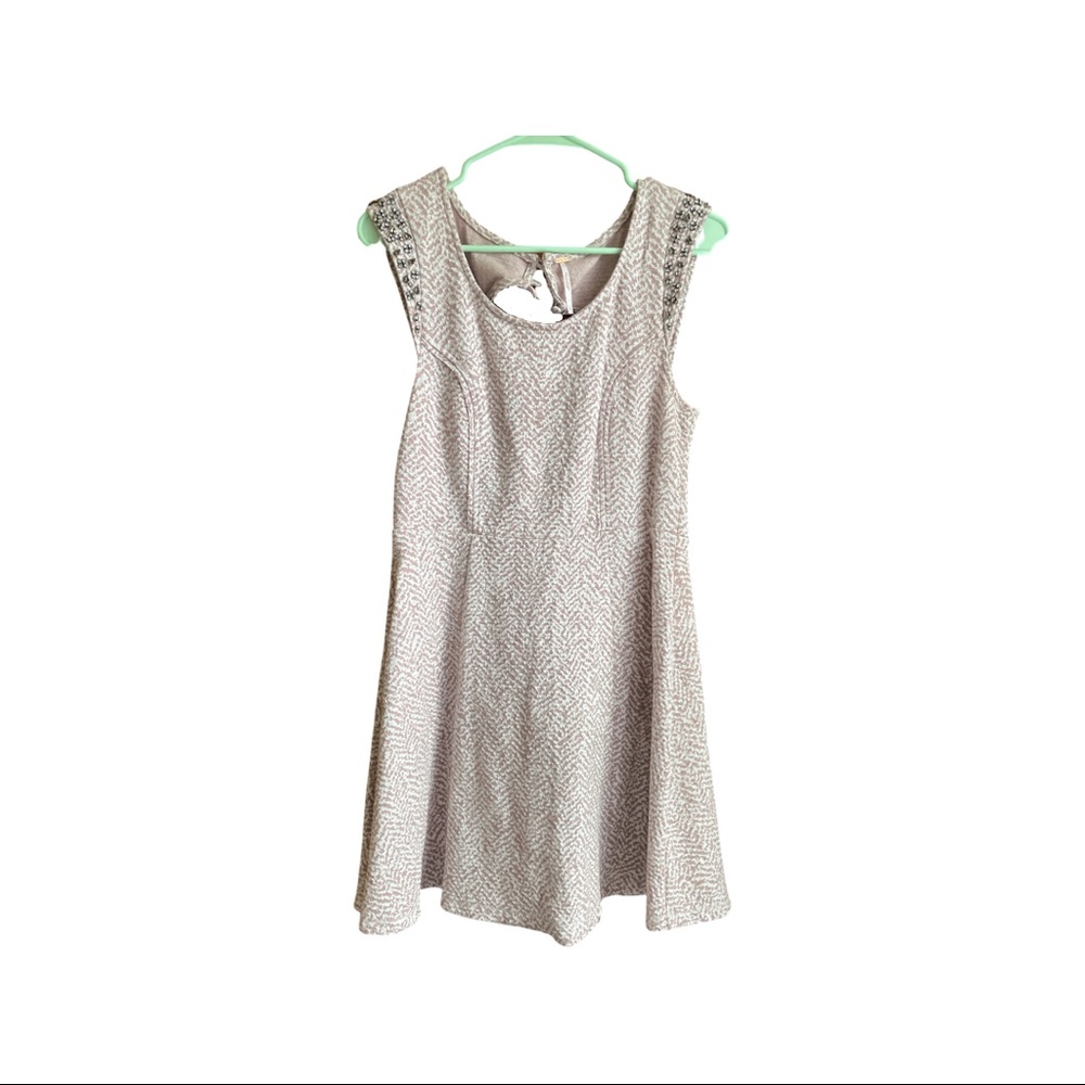 Free People Open Back Cap Sleeve Dress, beautiful Pattern - Size L -